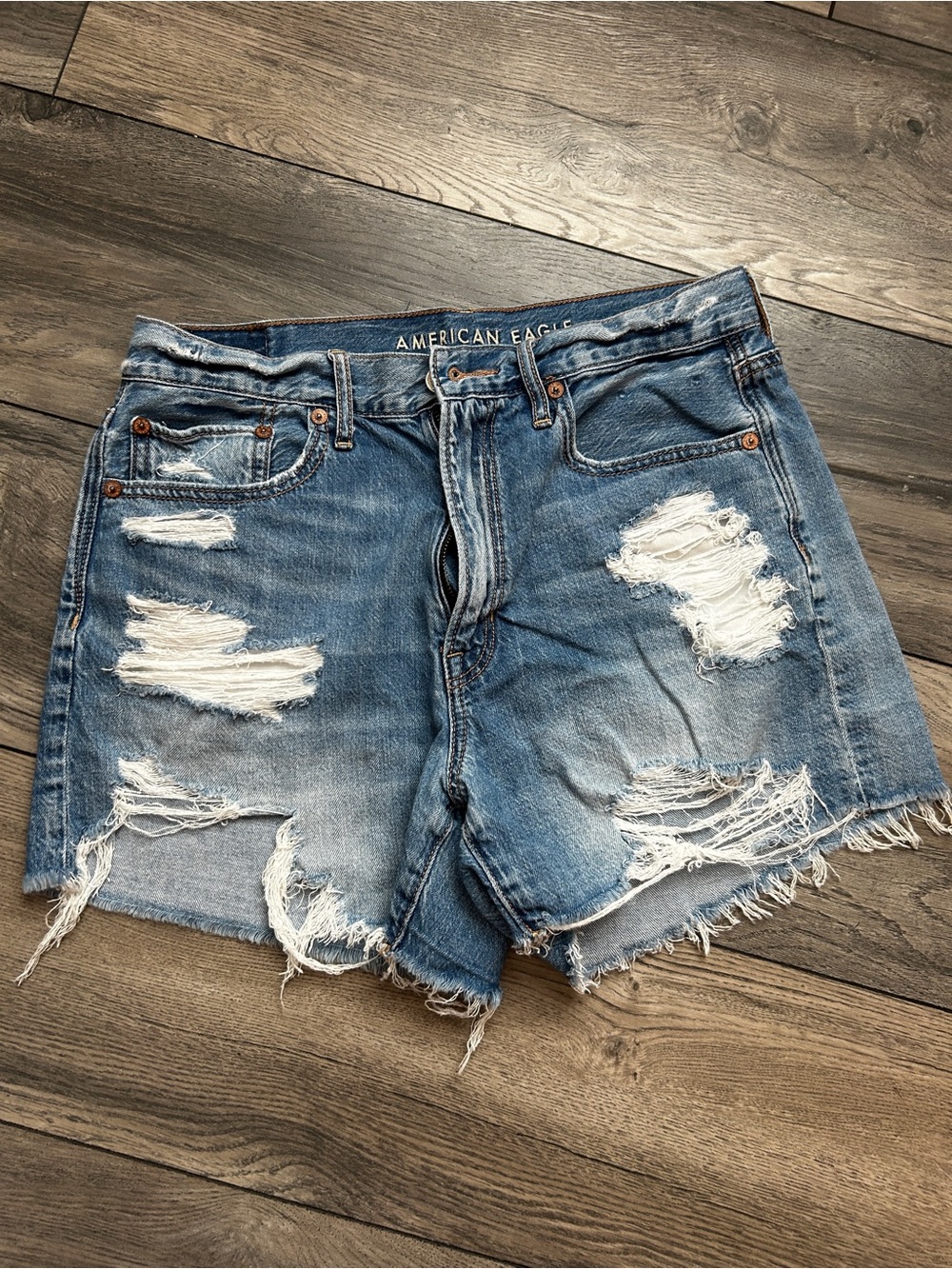 American Eagle Outfitters Blue Distressed Denim Cutoff Shorts